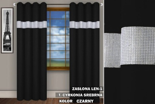 Zasłona SR 250x145 na przelotkach  cyrkonie czarny