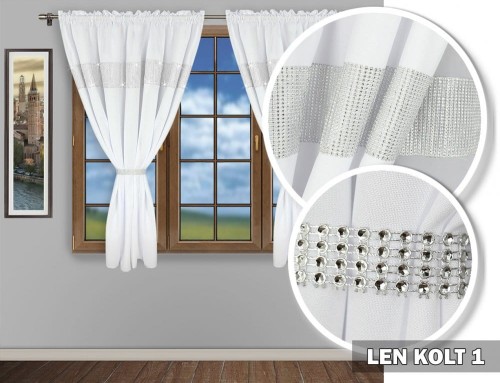 Zasłona na taśmie LEN KOLT 160x145 biała