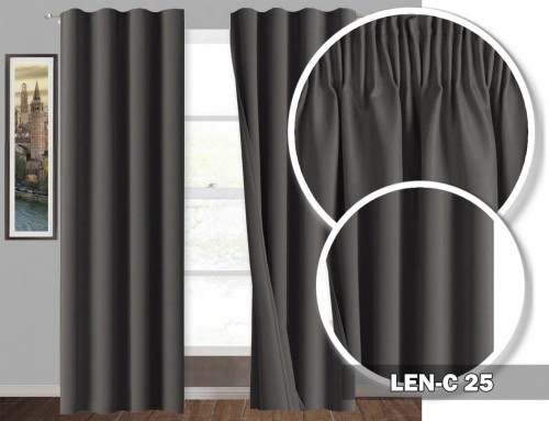 Zasłona na taśmie LEN-C 250x145 ciemny szary