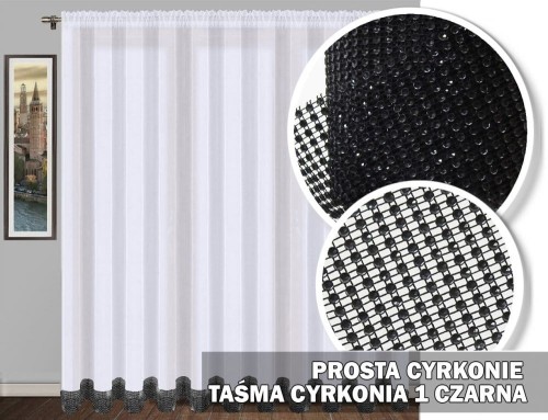 Firana 250x400 prosta czarne 1 cyrkonie