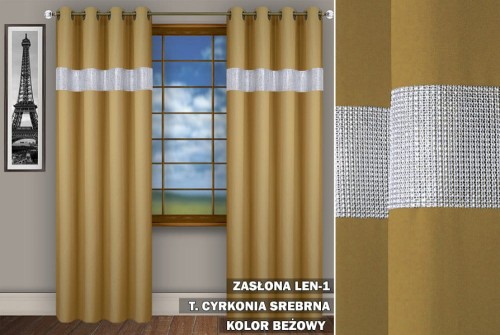 Zasłona SR 230x145 na przelotkach  cyrkonie beż