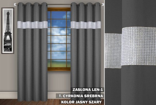 Zasłona SR 230x145 na przelotkach  cyrkonie jasny szary