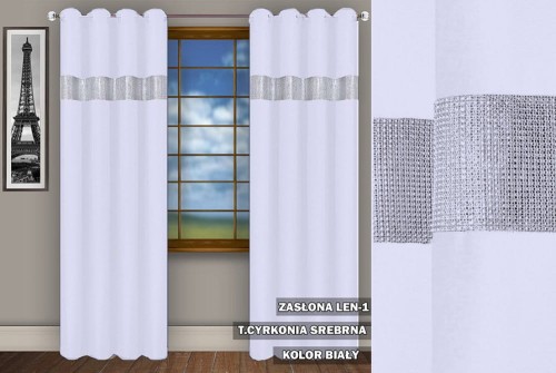 Zasłona SR 230x145 na przelotkach  cyrkonie biały