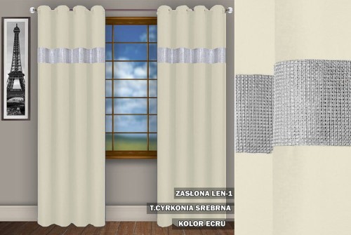Zasłona SR 250x145 na przelotkach  cyrkonie ecru