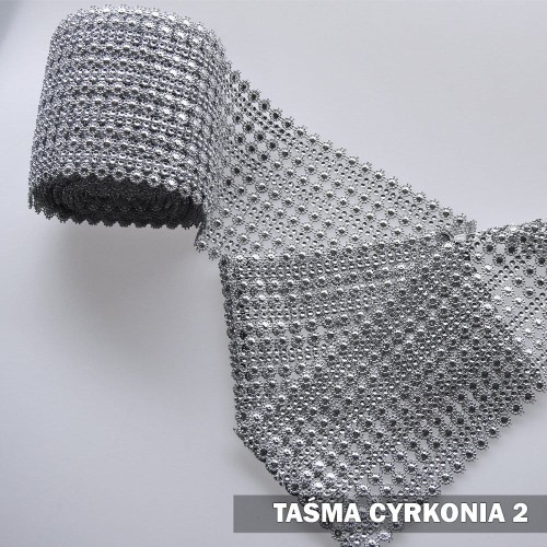 Tasiemka z cyrkoniami 2 rolka srebrna