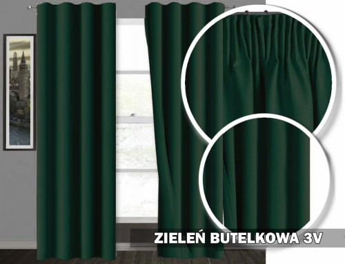 Zasłony na taśmie LEN-C 250x145 butelkowa zieleń