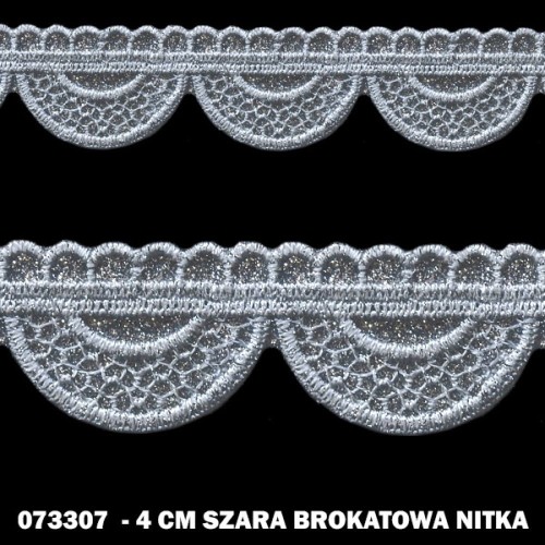 Gipiura 073307 4 cm szara brokatowa nitka W
