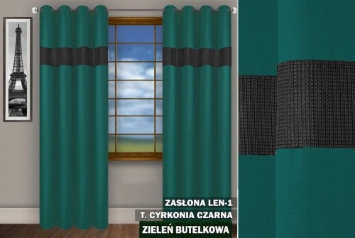 Zasłona CZ na przelotkach 250x145 cyrkonie zieleń butelkowa