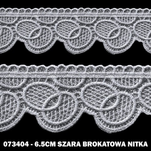 Gipiura 073404 6,5 cm szara brokatowa nitka