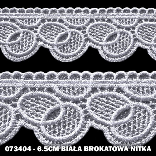 Gipiura 073404 6,5 cm biała brokatowa nitka