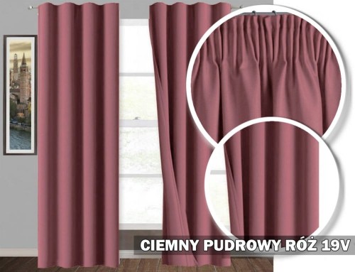 Zasłony na taśmie LEN-C 250x145 19V ciemny pudrowy róż