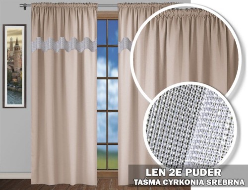 Zasłony SR 230x145 na taśmie LEN cyrkonie puder