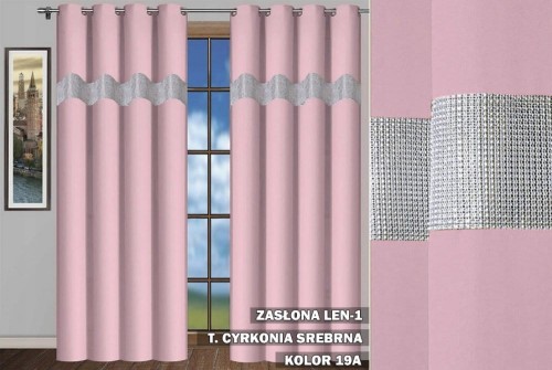 Zasłona SR 230x145 na przelotkach cyrkonie pudrowy róż