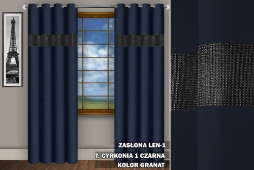 Zasłona CZ na przelotkach 230x145 cyrkonie granat