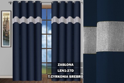 Zasłona SR na przelotkach 250x145 cyrkonie granat