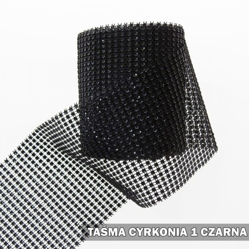 Tasiemka z cyrkoniami 12 cm czarna 1