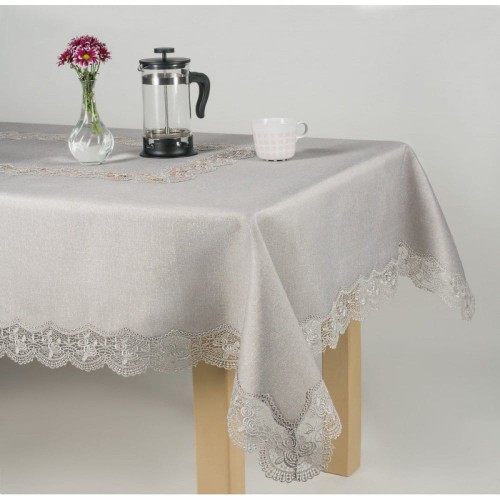 Obrus plamoodporny z gipiurą 140x350 szary wz.020