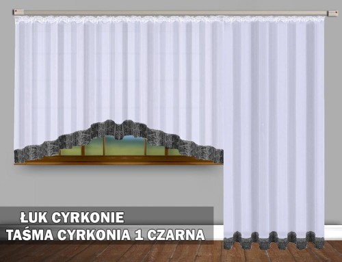 Komplet balkonowy woal 230x450 łuk czarne cyrkonie 1