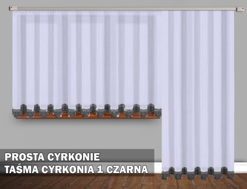Komplet balkonowy woal 230x450 prosta czarne cyrkonie 1