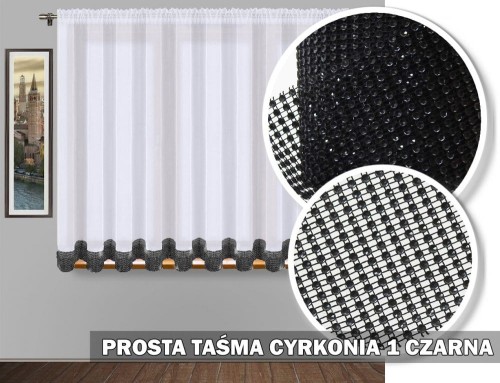 Firana 160x300 prosta czarne cyrkonie 1