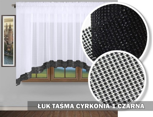 Firana 160x300 łuk czarne 1 cyrkonie