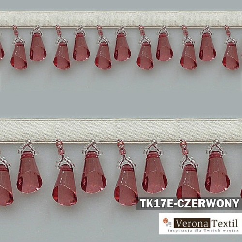 Tasiemka z koralikami TK 17E Czerwony