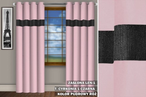 Zasłona CZ 250x145 cyrkonie na przelotkach pudrowy róż