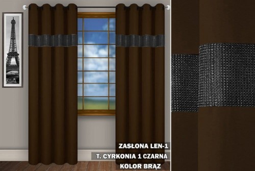 Zasłona CZ 230x145 cyrkonie na przelotkach brąz