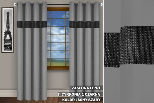 Zasłona CZ 250x145 cyrkonie na przelotkach jasny szary