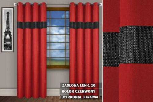 Zasłona CZ cyrkonie na przelotkach 250x145 czerwony