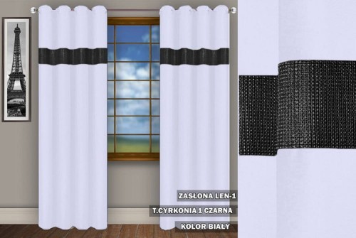 Zasłona CZ 250x145 cyrkonie na przelotkach biały