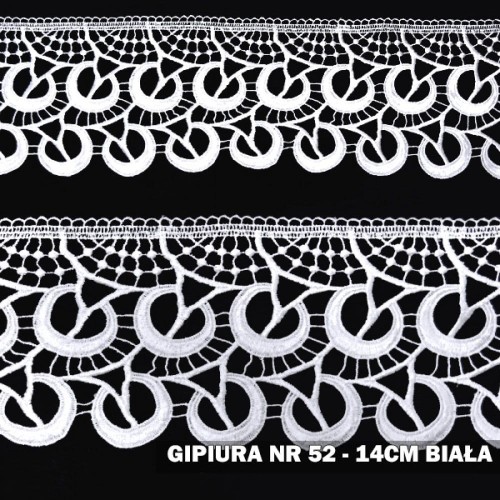 Gipiura motek numer 52 14 cm biała