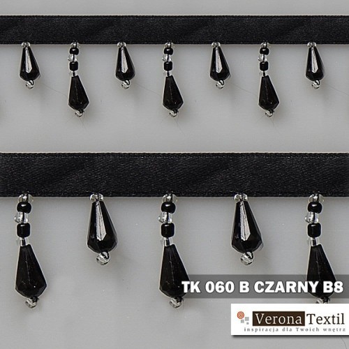 Tasiemka z koralikami TK 060 czarny B8