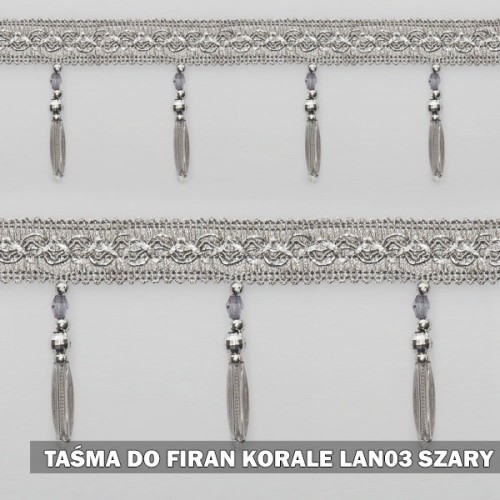 Tasiemka z koralikami LAN03 W szary