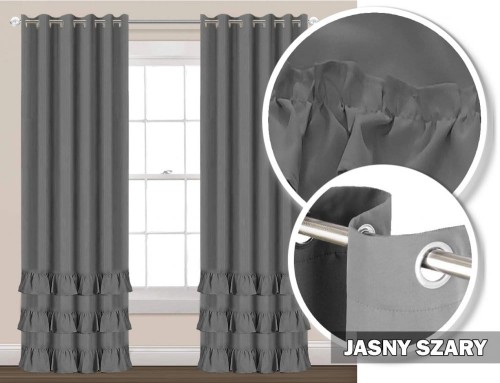Zasłona na przelotkach 250x145 jasny szary z falbankami