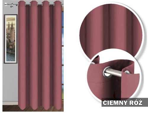 Zasłona LEN 1 160x145 ciemny pudrowy róż na przelotkach