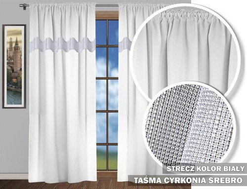Zasłony 230x140 SR na taśmie cyrkonie biały