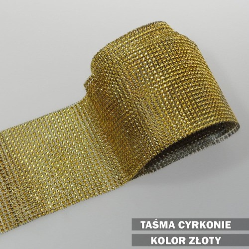 Tasiemka z cyrkoniami 12 cm złota