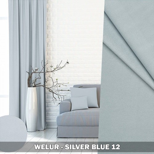 Gotowe zasłony welur velvet na taśmie 140x230 Silver Blue