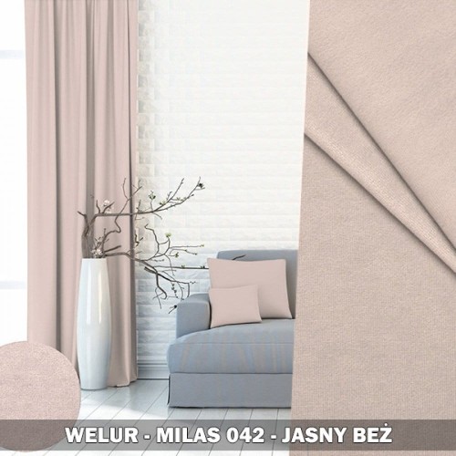 Gotowe zasłony na taśmie 140x230 Milas 042 Jasny beż
