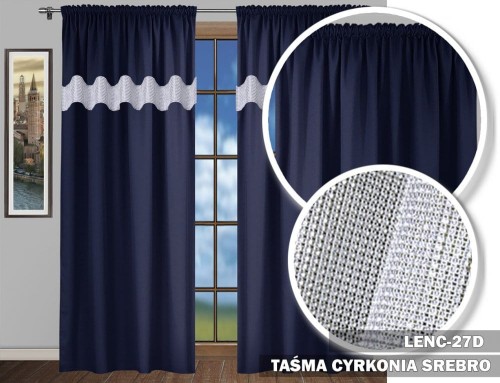 Zasłona 160x145 SR na taśmie cyrkonie granat