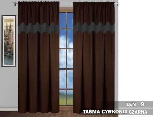 Zasłony CZ 250x145 cyrkonie na taśmie brąz