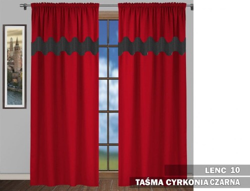Zasłony CZ 230x145 cyrkonie na taśmie czerwony
