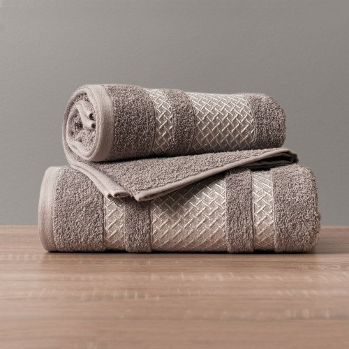 Ręcznik LIONEL 50x90 ciemno szary ze srebrną bordiurą