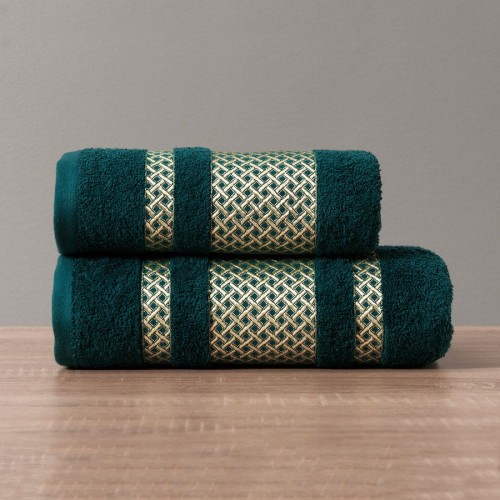 Ręcznik LIONEL 70x140 ciemno turkusowy ze złotą bordiurą