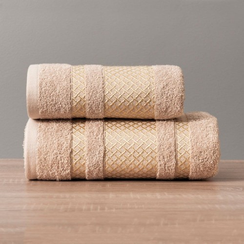 Ręcznik LIONEL 70x140 beżowy ze złotą bordiurą