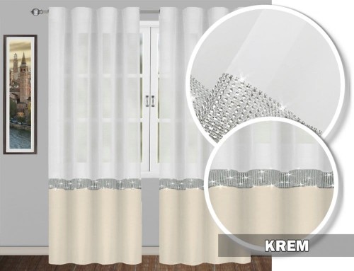 Firana GLAMOUR krem 230x145 taśma