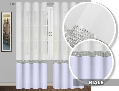 Firana GLAMOUR biały 160x145 taśma