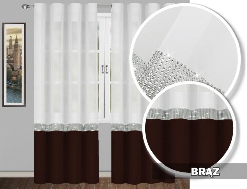 Firana GLAMOUR brąz 160x145 taśma