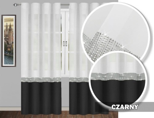 Firana GLAMOUR czarny 160x145 taśma